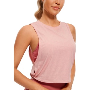 CRZ YOGA Pima Cotton Large Armhole Tank Tops for Women – Workout Sport Athletic Yoga Running Gym Loose Crop Sleeveless Shirts(Cinnamon Ash)