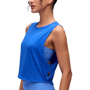 CRZ YOGA Pima Cotton Large Armhole Tank Tops for Women – Workout Sport Athletic Yoga Running Gym Loose Crop Sleeveless Shirts(Strong Blue)