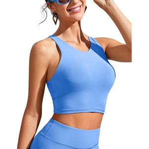 CRZ YOGA Racerback Bikini Tops for Women – Padded High Neck Modest Swim Sports Bathing Bra(Blue Violet)
