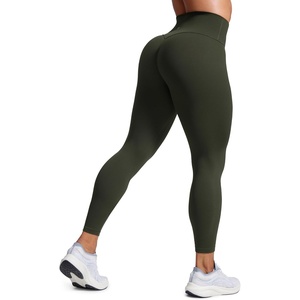 CRZ YOGA Secretsculpt Butterlift Workout Leggings 25″ – No Front Seam High Waisted Womens Yoga Pants Booty Scrunch Butt(Olive Green)
