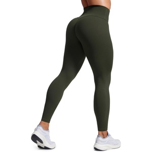 CRZ YOGA Secretsculpt Butterlift Workout Leggings 28″ – No Front Seam High Waisted Womens Yoga Pants Booty Scrunch Butt(Olive Green)