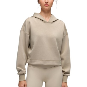 CRZ YOGA SoftAura Cropped Hoodies for Women – Long Sleeve Pullover Basic Workout Casual Hooded Sweatshirts(Oak)