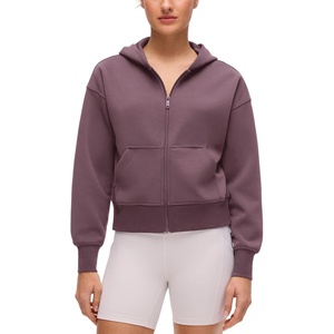 CRZ YOGA SoftAura Full Zip Hoodies for Women – Workout Casual Zipper Hooded Sweat Shirts with Pockets(Light Ripe Plum)