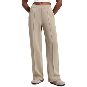 CRZ YOGA SoftAura Pintuck Straight Leg Sweatpants Women 30″ – Modal Casual Lounge Travel Pants with Pockets(Oak)