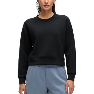 CRZ YOGA SoftAura Pullover Sweatshirt for Women – Crewneck Workout Casual Basic Fall Sweat Shirts(Black)