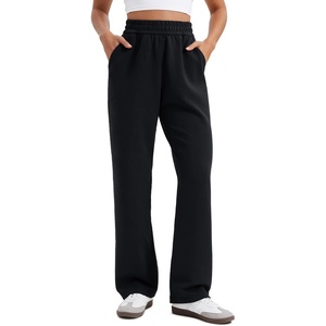 CRZ YOGA SoftAura Straight Leg Casual Sweatpants Women 28″/30″/32″ – Modal Lounge Travel Pants with Pockets(Black)