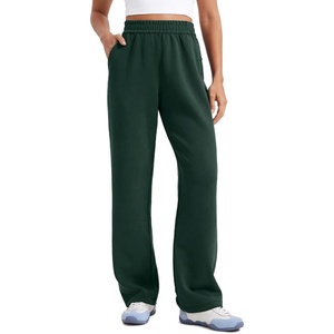 CRZ YOGA SoftAura Straight Leg Casual Sweatpants Women 28″/30″/32″ – Modal Lounge Travel Pants with Pockets(Legend Green)