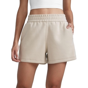 CRZ YOGA SoftAura Sweat Shorts for Women 4″ – High Waisted Modal for Casual Lounge Athletic with Pockets Drawstring(Mojave Tan)