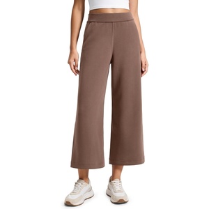 CRZ YOGA SoftAura Wide Leg Cropped Sweatpants Women 25″ – Modal Lounge Travel Casual Capri Pants with Pockets(Lava Brown)