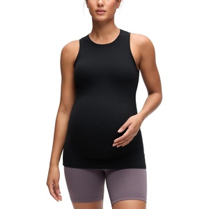 CRZ YOGA Softembrace Maternity High Neck Tank Tops – Soft Sleeveless Casual Going Out Pregnancy Basic T-Shirts for Women(Black)