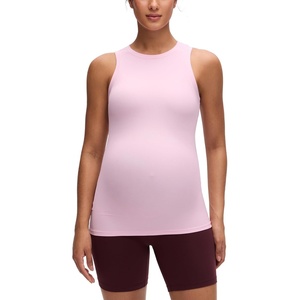 CRZ YOGA Softembrace Maternity High Neck Tank Tops – Soft Sleeveless Casual Going Out Pregnancy Basic T-Shirts for Women(Pink Peony)