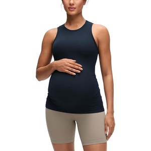 CRZ YOGA Softembrace Maternity High Neck Tank Tops – Soft Sleeveless Casual Going Out Pregnancy Basic T-Shirts for Women(True Navy)