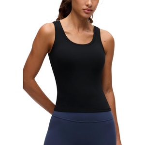 CRZ YOGA Softembrace Scoop Neck Tank Tops for Women – Casual Going Out Soft Double Lined Crop Basic Sleeveless Shirts(Black)