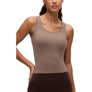 CRZ YOGA Softembrace Scoop Neck Tank Tops for Women – Casual Going Out Soft Double Lined Crop Basic Sleeveless Shirts(Brown Purple)