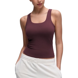 CRZ YOGA Softembrace Scoop Neck Tank Tops for Women – Casual Going Out Soft Double Lined Crop Basic Sleeveless Shirts(Ripe Plum)