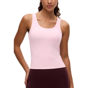 CRZ YOGA Softembrace Scoop Neck Tank Tops for Women – Casual Going Out Soft Double Lined Crop Basic Sleeveless Shirts(Strawberry Pink)