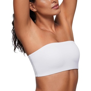CRZ YOGA Softhold Double Lined Strapless Bralette – Stretchy Smooth Womens Tube Tops Bandeau Wireless T-Shirt Everyday Bra(Snow White)
