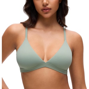 CRZ YOGA Softhold Double Lined Triangle Bralette – Womens Adjustable Straps Wireless Cami Plunge T-Shirt Everyday Bra Comfy(Green Palm Court)