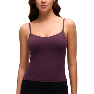 CRZ YOGA Softness Mold Butterluxe Camisole Tank Top for Women – Crop Adjustable U Back Workout Shirt with Built in Shelf Bra(Deep Purple)