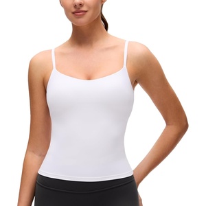 CRZ YOGA Softness Mold Butterluxe Camisole Tank Top for Women – Crop Adjustable U Back Workout Shirt with Built in Shelf Bra(White)
