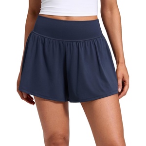 CRZ YOGA Softretch 2 in 1 Flowy Shorts for Women – High Waisted Causal Yoga Lounge Workout with Pockets(Club Blue)