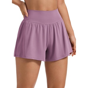 CRZ YOGA Softretch 2 in 1 Flowy Shorts for Women – High Waisted Causal Yoga Lounge Workout with Pockets(Light Lavender)