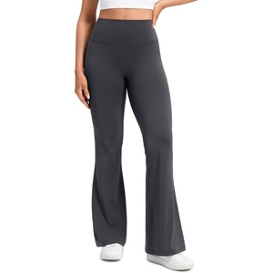 CRZ YOGA Softretch No Front Seam Flare Leggings 29″/31”/33″ – High Waist Womens Yoga Pants Lounge Buttery Soft Comfy Casual(Graphite Grey)