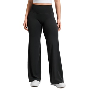 CRZ YOGA Softretch No Front Seam Wide Leg Pants 28”/ 30”/ 32″ for Women – High Waist Yoga Lounge Buttery Soft Comfy Casual(Black)