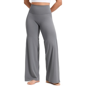 CRZ YOGA Softretch No Front Seam Wide Leg Pants 28”/ 30”/ 32″ for Women – High Waist Yoga Lounge Buttery Soft Comfy Casual(Solar Grey)