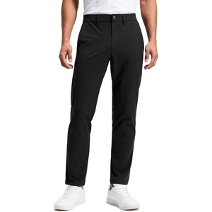 CRZ YOGA Stretch Cotton Chino Pants for Men – 30″/32″ Breathable Work Casual Athletic Fit Twill Trousers with Pockets(Black)