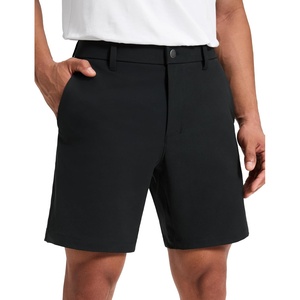CRZ YOGA Stretch Cotton Chino Shorts for Men – 7″ Breathable Work Casual Classic Fit Twill Flat Front with Pockets(Black)