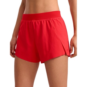 CRZ YOGA V Split Running Shorts for Women 2.5″ – High Waisted Workout Athletic Gym Track with Liner Breathable Quick Dry(Deep Red)