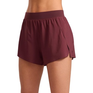 CRZ YOGA V Split Running Shorts for Women 2.5″ – High Waisted Workout Athletic Gym Track with Liner Breathable Quick Dry(Red Merlot)