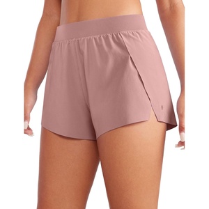 CRZ YOGA V Split Running Shorts for Women 2.5″ – High Waisted Workout Athletic Gym Track with Liner Breathable Quick Dry(Twilight Rose Pink)