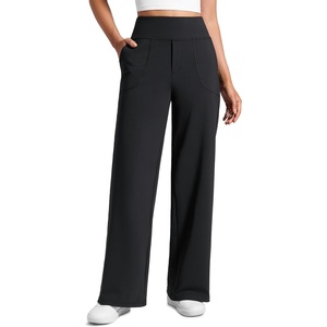 CRZ YOGA Wide Leg Yoga Pants Pockets 30″ – High Waisted Womens Sweatpants Lounge Dress Casual Work(Black)