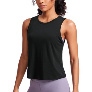 CRZ YOGA Women’s Pima Cotton Sleeveless Loose Tank Tops Exercise Gym Yoga Tops Athletic Shirts(Black)