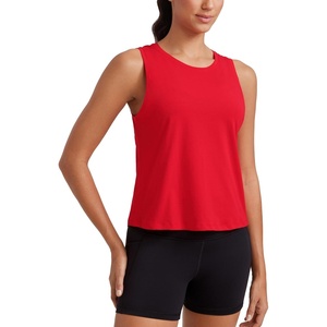 CRZ YOGA Women’s Pima Cotton Sleeveless Loose Tank Tops Exercise Gym Yoga Tops Athletic Shirts(Festival Red)