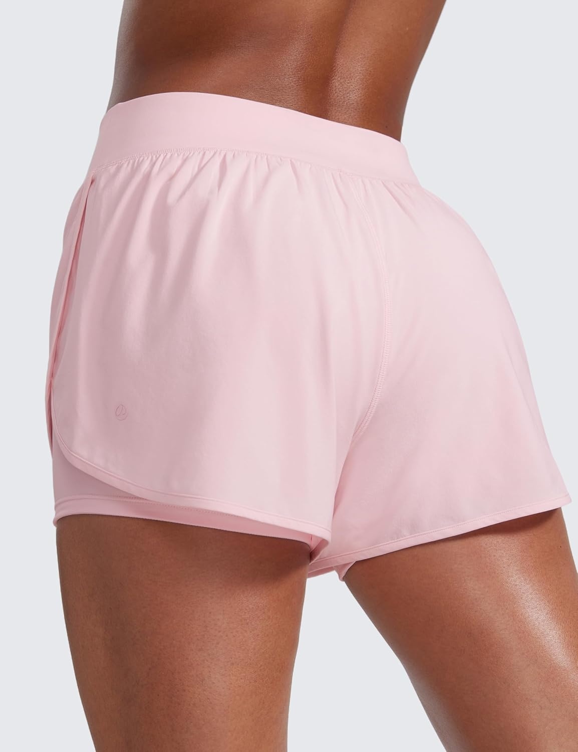 image:imageCRZ YOGA 2 in 1 Split Flat Rise Running Shorts for Women 3 High Waisted Workout Athletic Gym Tennis with PocketStrawberry Pink