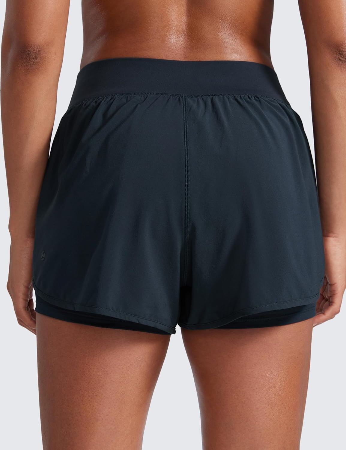 image:imageCRZ YOGA 2 in 1 Split Flat Rise Running Shorts for Women 3 High Waisted Workout Athletic Gym Tennis with PocketTrue Navy