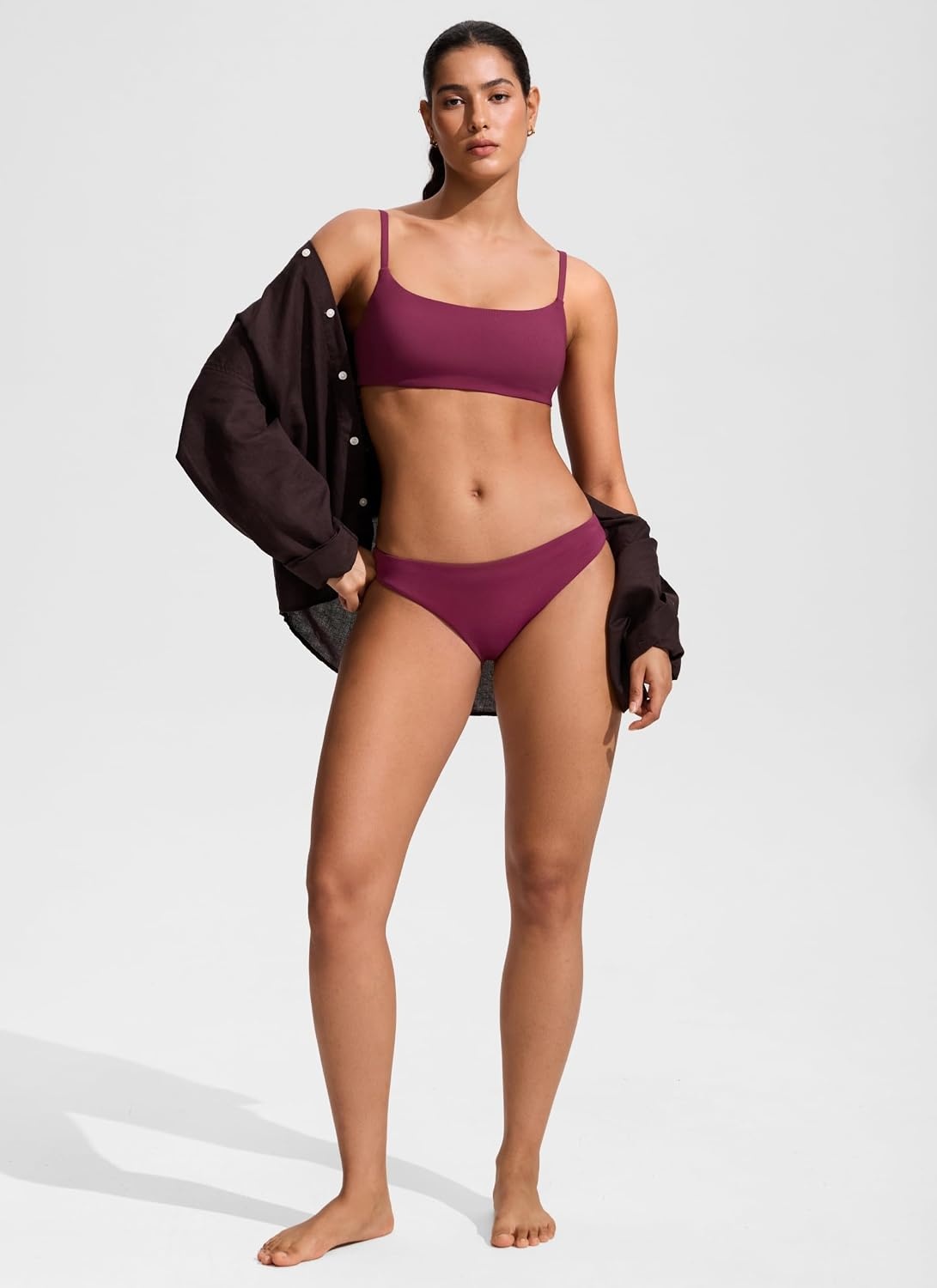 image:imageCRZ YOGA AC Scoop Neck Bikini Tops for Women Padded Adjustable Bathing Swimsuit Spaghetti Straps Swim Sports BraFuchsia