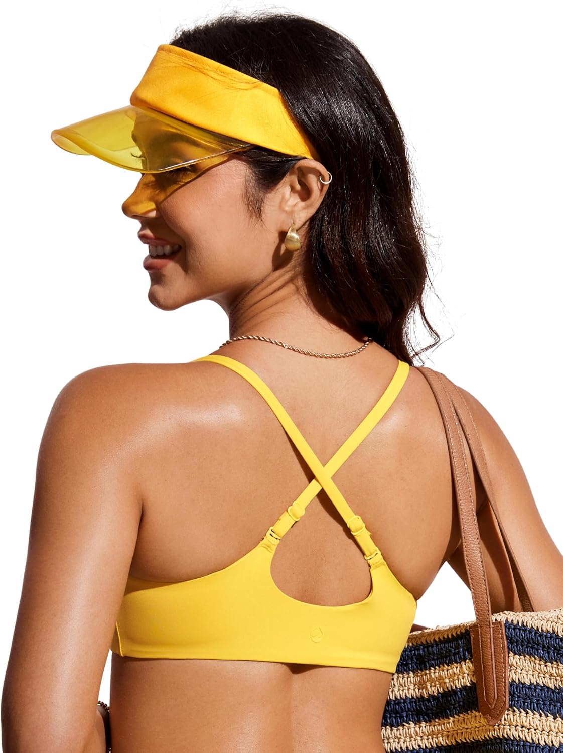 image:imageCRZ YOGA AC Scoop Neck Bikini Tops for Women Padded Adjustable Bathing Swimsuit Spaghetti Straps Swim Sports BraHigh Visibility Yellow