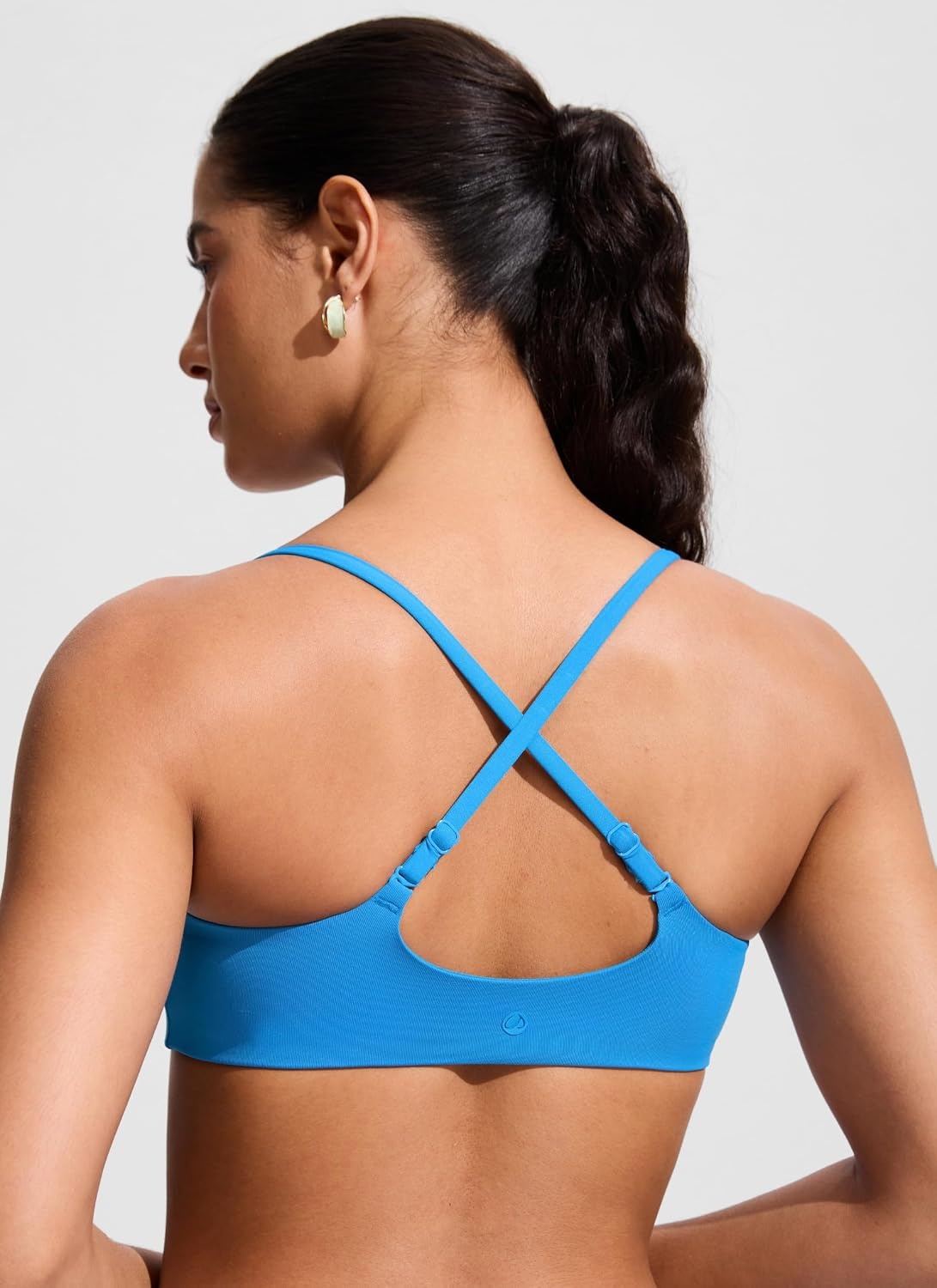 image:imageCRZ YOGA AC Scoop Neck Bikini Tops for Women Padded Adjustable Bathing Swimsuit Spaghetti Straps Swim Sports BraMadagascar Blue