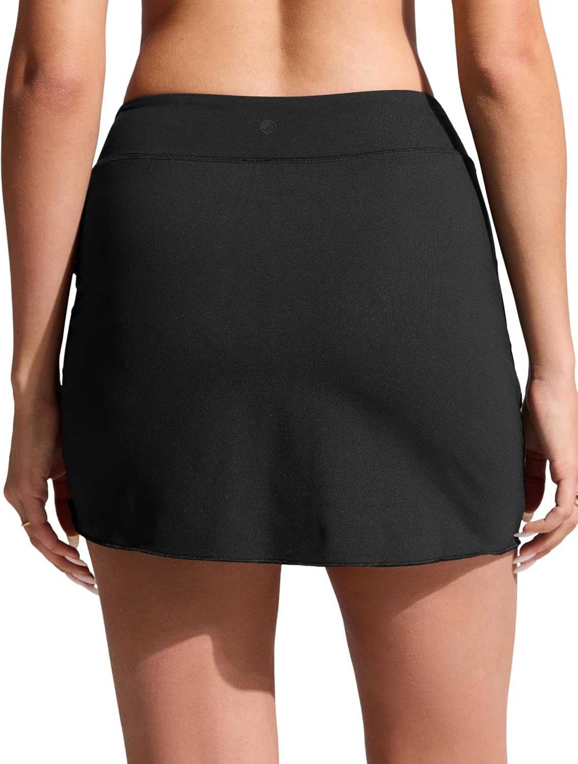 image:imageCRZ YOGA Asymmetric Side Ruching Swim Skirt for Women High Waisted Full Coverage Bathing Suit Swimsuit with Inner BriefsBlack