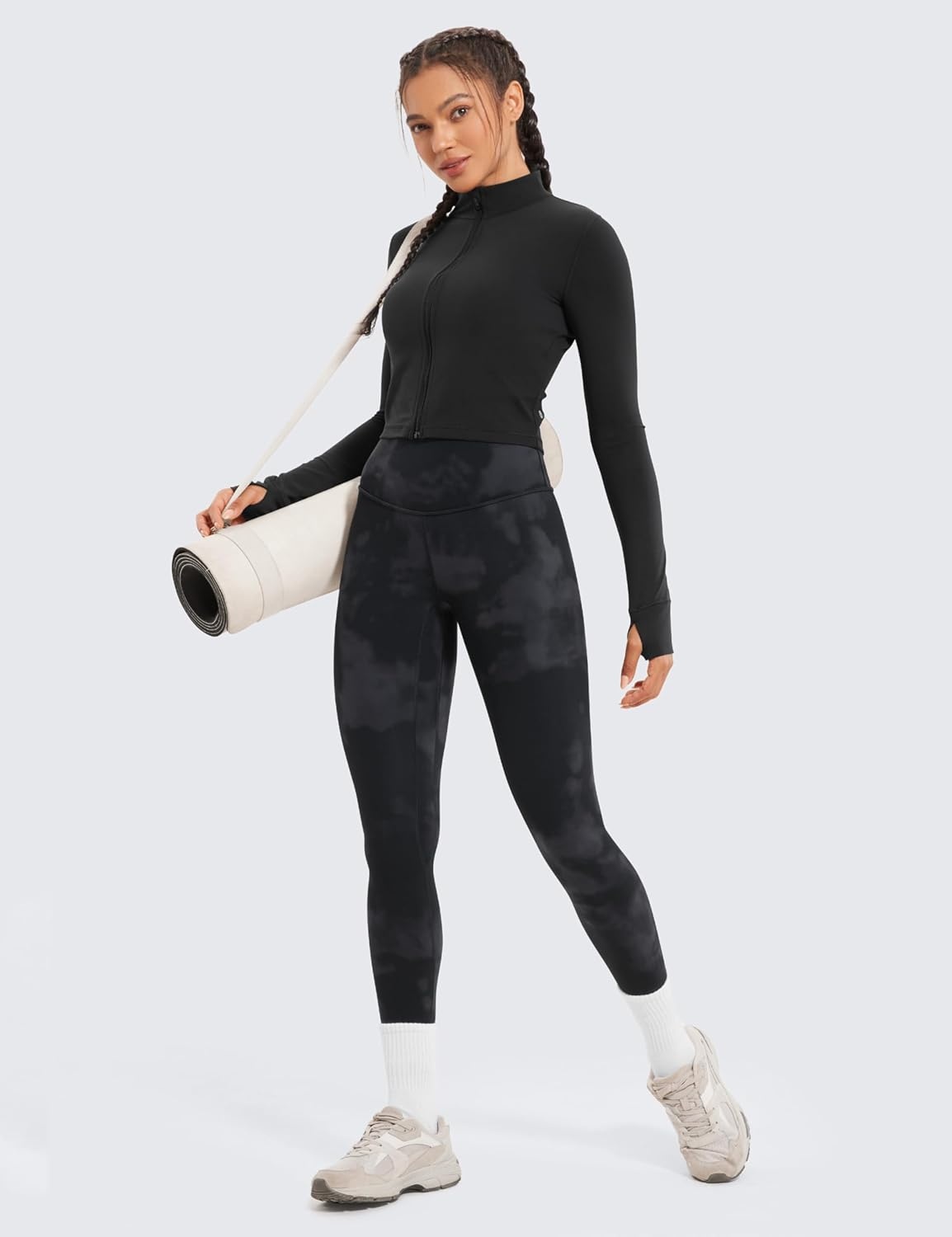 image:imageCRZ YOGA Brushed Naked Feeling Workout Leggings 25 High Waisted Gym Compression Tummy Control Womens Yoga PantsBlack Tie Dye Flowers