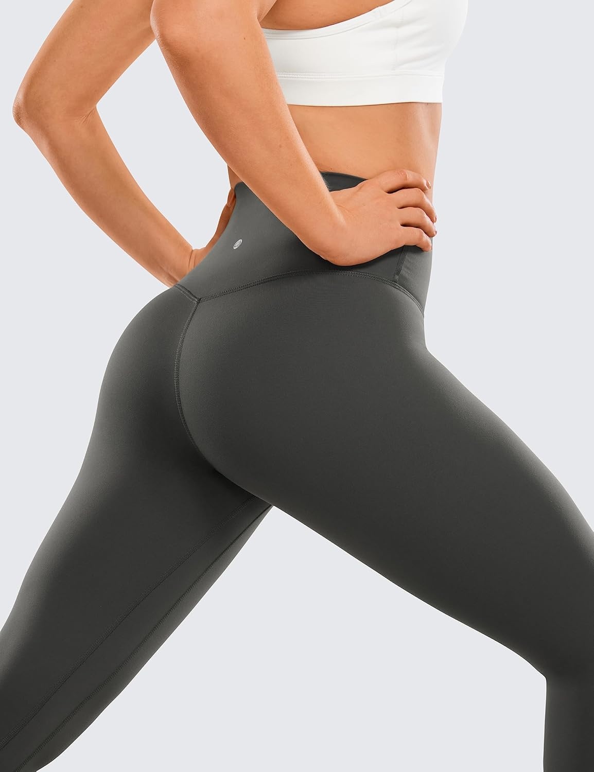 image:imageCRZ YOGA Brushed Naked Feeling Workout Leggings 25 High Waisted Gym Compression Tummy Control Womens Yoga PantsInk Gray
