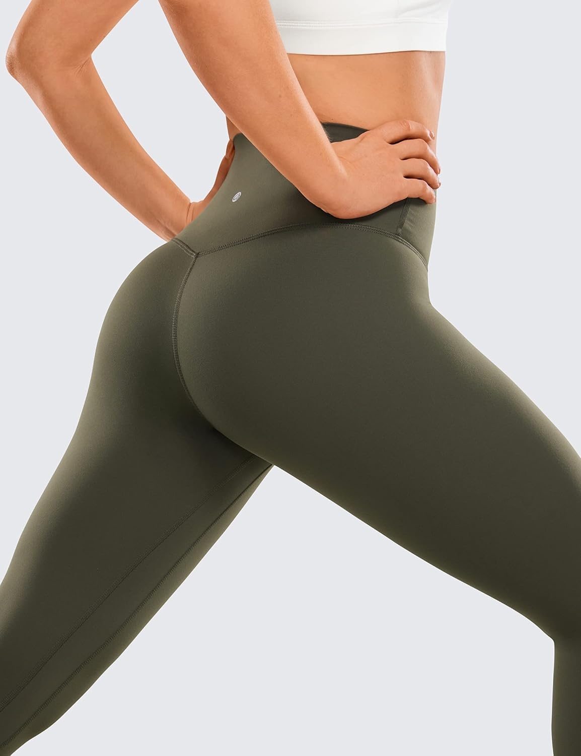 image:imageCRZ YOGA Brushed Naked Feeling Workout Leggings 25 High Waisted Gym Compression Tummy Control Womens Yoga PantsOlive Green