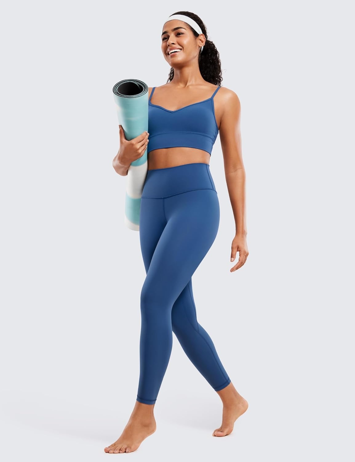 image:imageCRZ YOGA Brushed Naked Feeling Workout Leggings 25 High Waisted Gym Compression Tummy Control Womens Yoga PantsPitch Blue