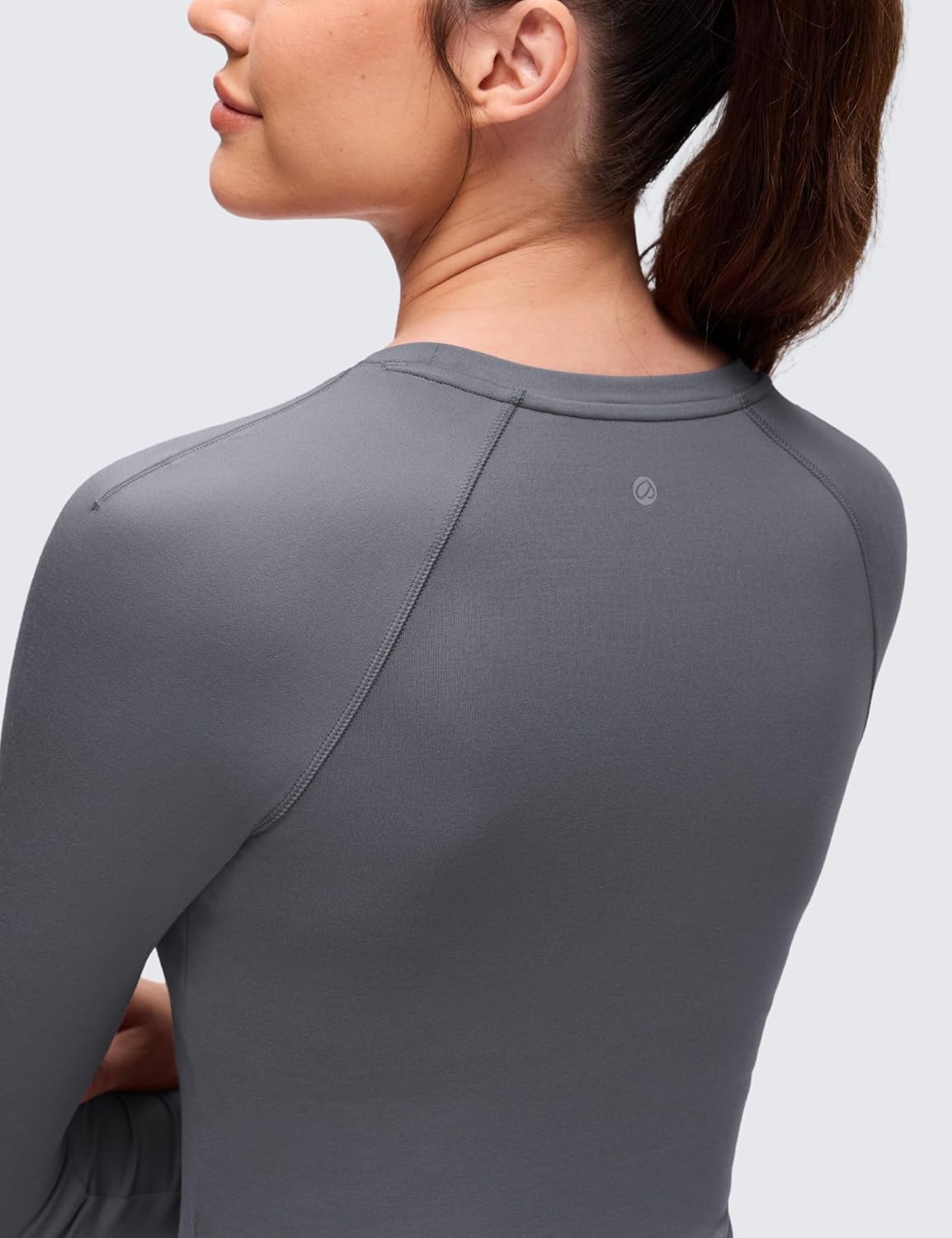 image:imageCRZ YOGA Brushed Workout Long Sleeve Shirts for Women Warm Athletic Running Gym Yoga Tops Breathable Crop Crewneck TeesAsh Grey