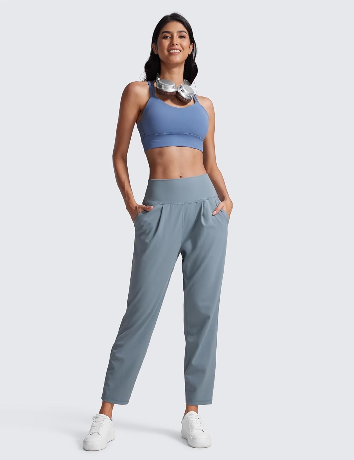 image:imageCRZ YOGA Butterlift Ankle Yoga Pants for Women 27 78 Tapered Front Pleated for Lounge Travel with PocketsBelgian Blue