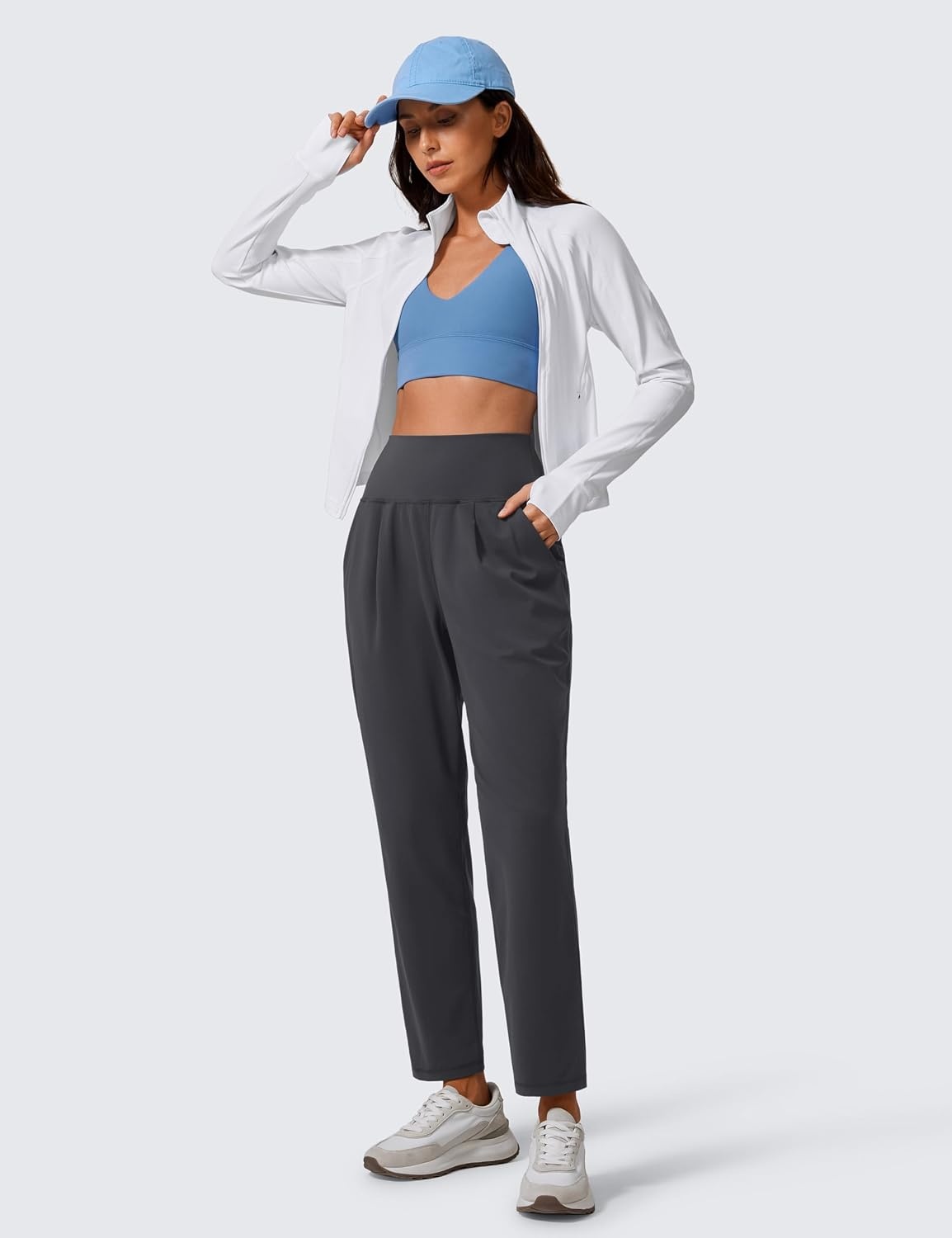 image:imageCRZ YOGA Butterlift Ankle Yoga Pants for Women 27 78 Tapered Front Pleated for Lounge Travel with PocketsMysterious Grey